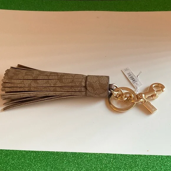 Coach Tan Leather Tassel Keychain - Picture 3 of 5